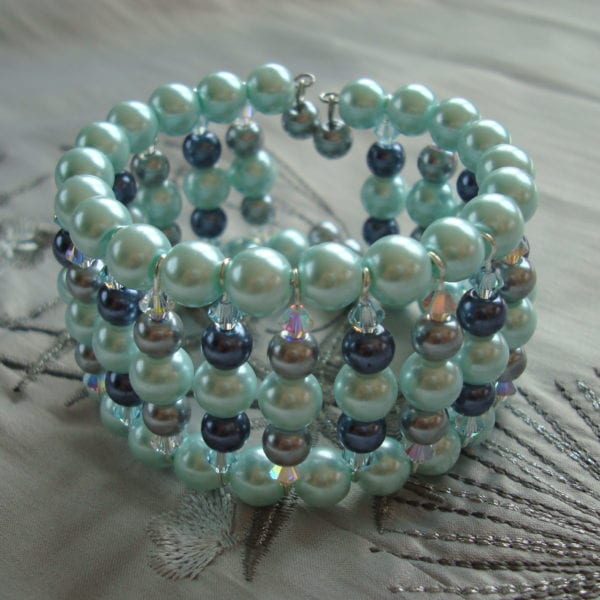 Memory Wire Bracelets Using Glass Pearls And Swarovski Crystals