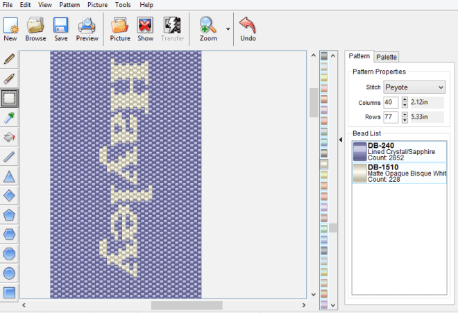 BeadTool 4 - adding text to beading patterns - peyote, square stitch, RAW stitch and more