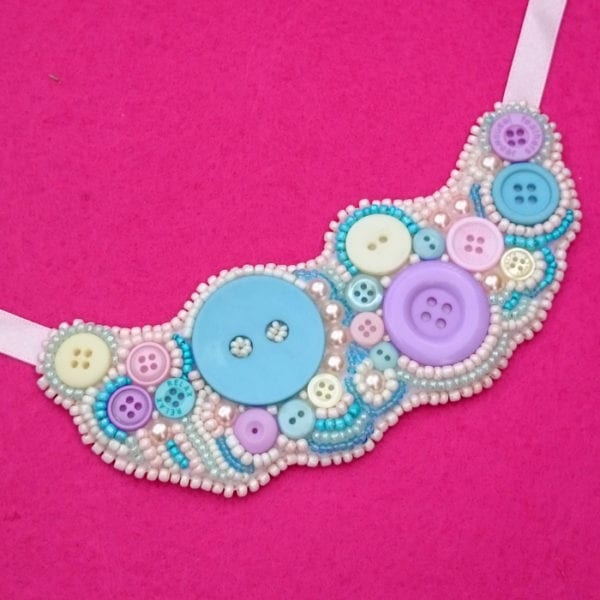 Bead Embroidered Statement Necklace (with Buttons)
