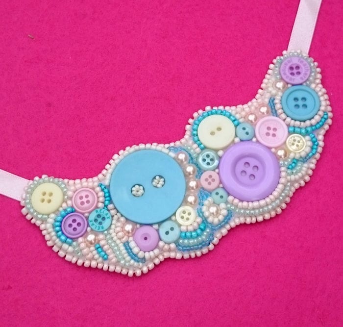 How to make a bead and button statement necklace - bead embroiderey