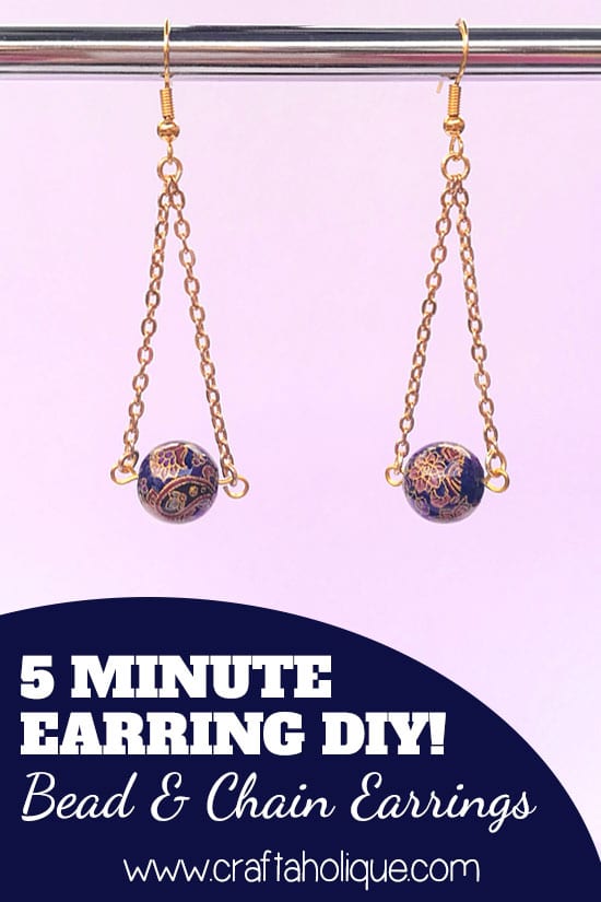 How to make easy beaded earrings - bead and chain earrings - Craftaholique