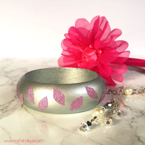 Washi Tape Project: Wooden Bangle with Leaf Design