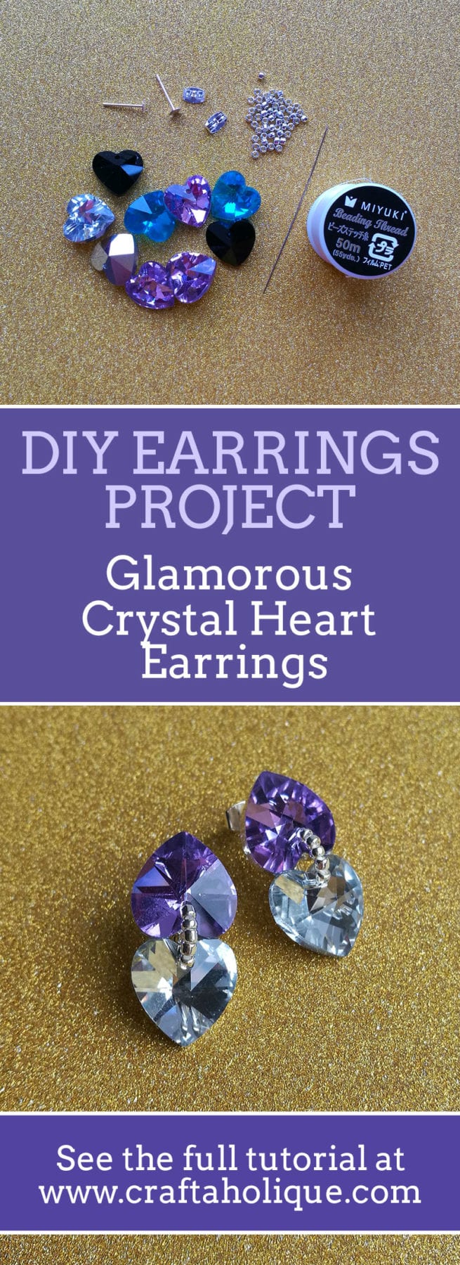 Glamorous Crystal Heart Earrings - Easy Jewellery Making Project