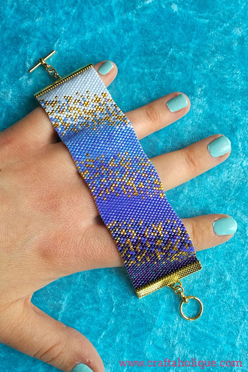Beautiful Peyote Stitch Beaded Cuff Bracelet Pattern - by Craftaholique