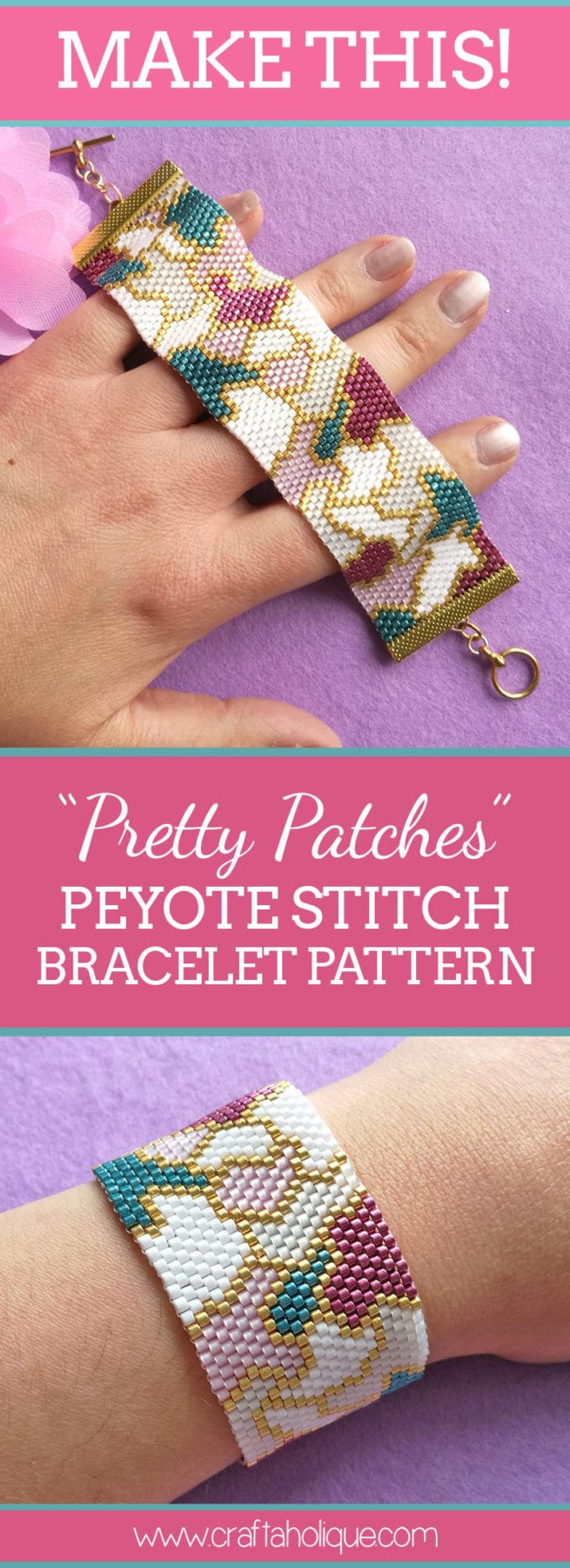 Pretty Patches Peyote Bracelet Pattern by Craftaholique