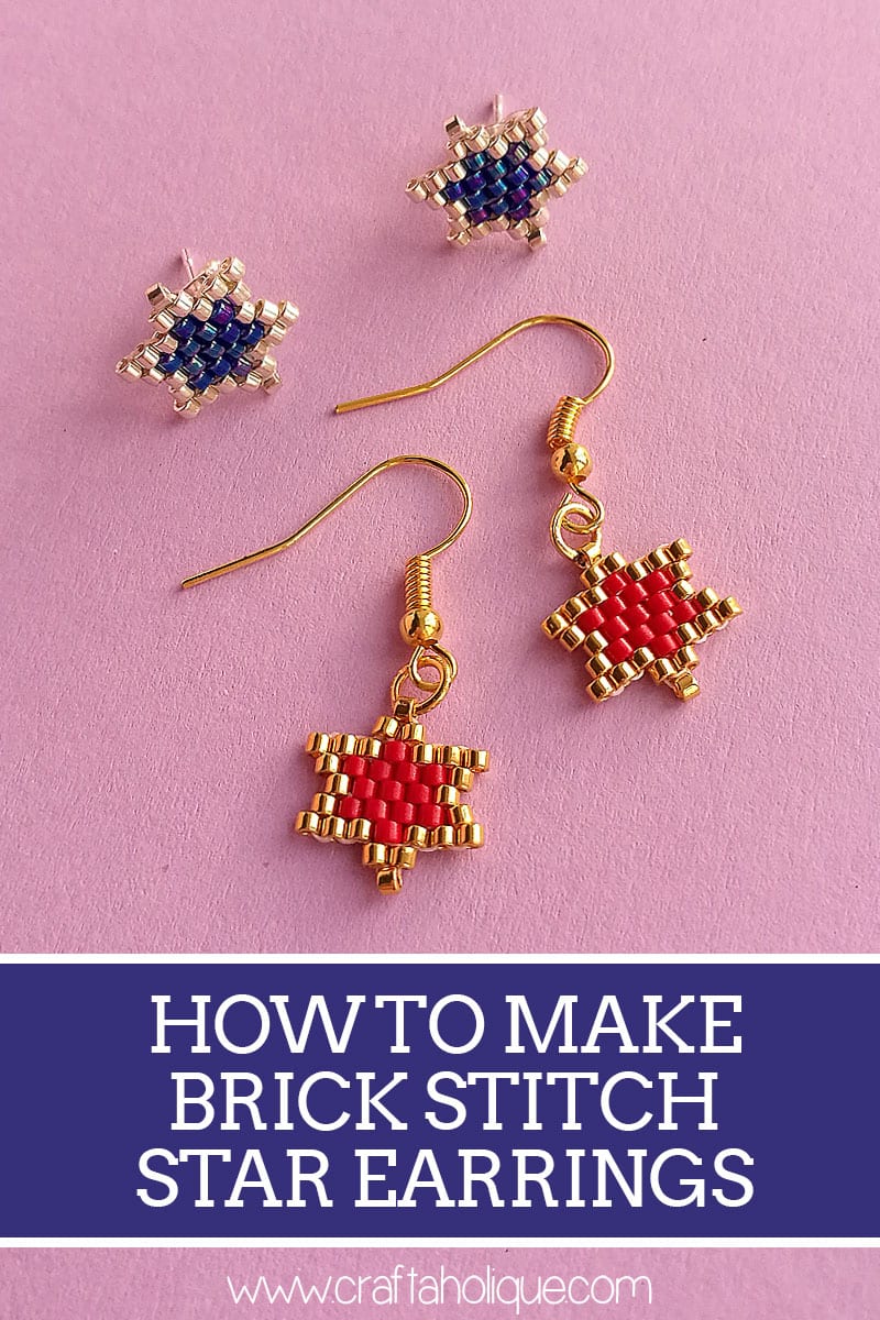 How to make brick stitch star earrings by Craftaholique