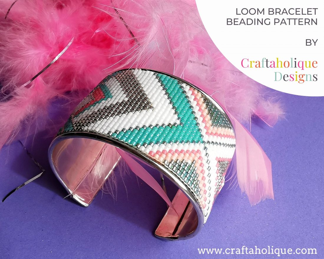 bead loom cuff bracelet by Craftaholique.
